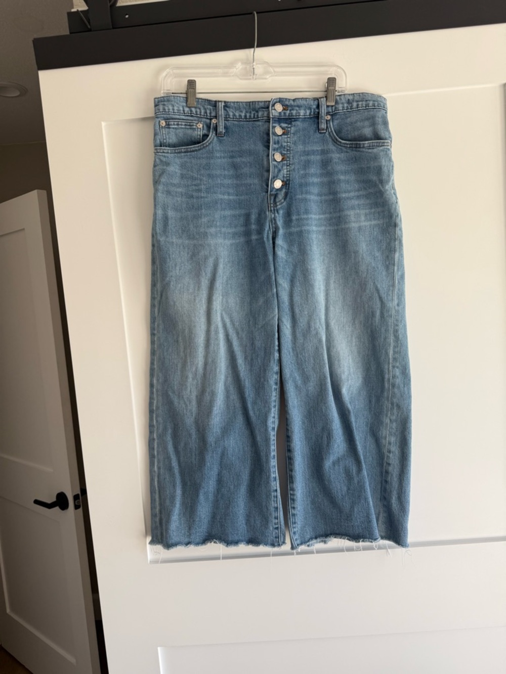 Madewell Light Blue Button-Front Cropped Denim Skirt
